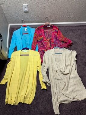 Bundle Chico's Yellow Open-Front Knit Cardigan